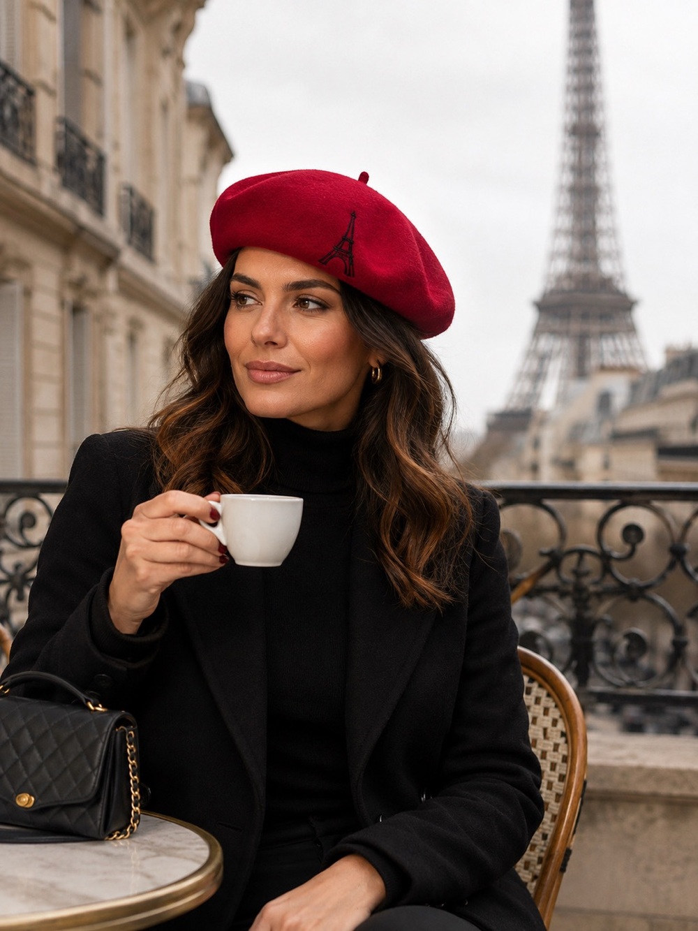 NIB Authentic Women’s Heritage par Laulhère "Paris 10" Hermes Red Eiffel Beret